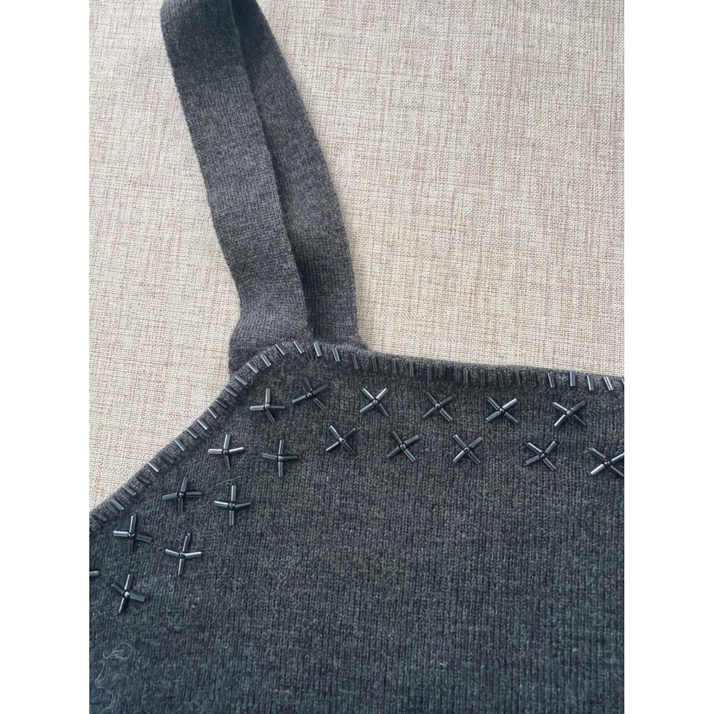 Vintage 100% Merino Wool Beaded Embellished Knit Camisole Tank 1X Plus Size Fall - Picture 8 of 10